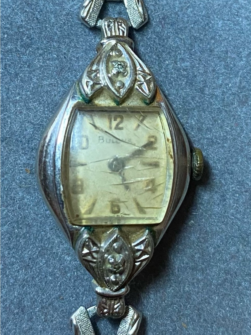 Vintage Bulova Women's Silver-Tone Ornate Bracelet Watch